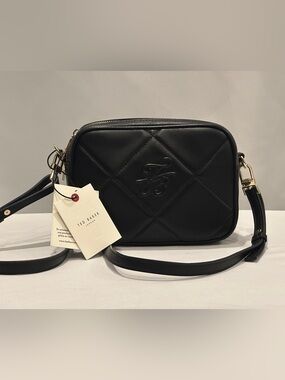 Ted Baker Black Genuine Leather Quilted Crossbody Bag NWT